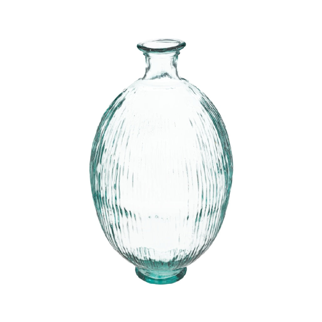 Elegant Ribbed Clear Glass Vase - Unique Decorative Centerpiece