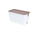 Modern White and Wood Storage Box with Lid – Versatile Organizer for Home and Office