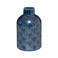 Elegant Blue Ceramic Vase with Art Deco Pattern